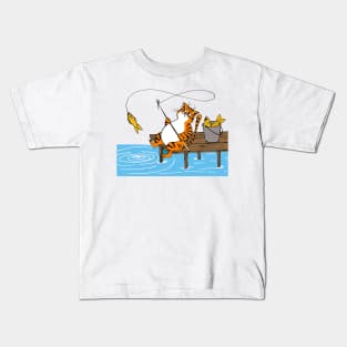 Cat Fishing Cat Happiness Kids T-Shirt